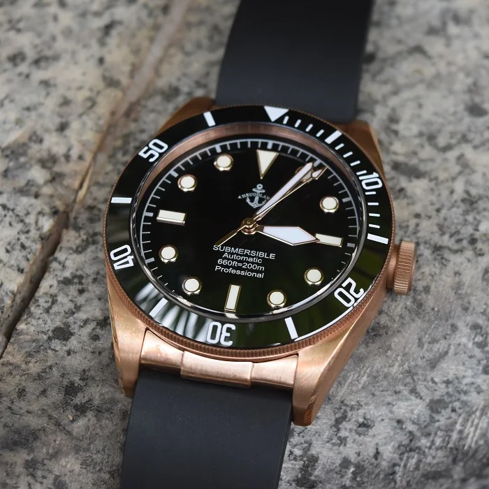 Модные Мужские автоматические механические часы 200 м с бронзовой подводной