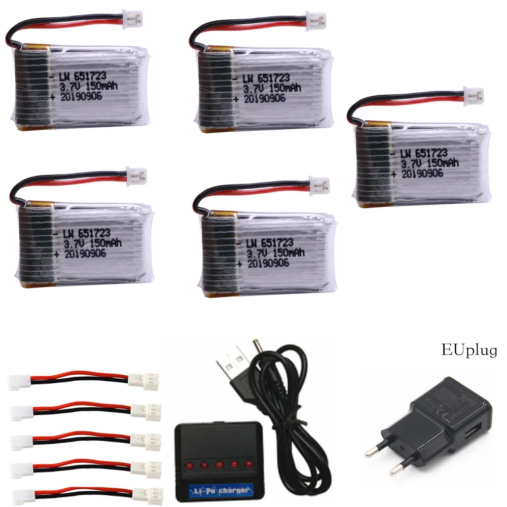 lipo battery 3.7V 150mAh For H20 Syma S8 M67 U839 RC Quadcopter Parts 3.7v Lipo Battery and USB Charger 5-in-1