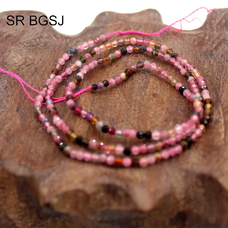 Free Shipping 3mm Round Faceted Mixed Tourmaline Gems Natural Stone Seed Bail Beads Strand 15&quot|Бусины| |