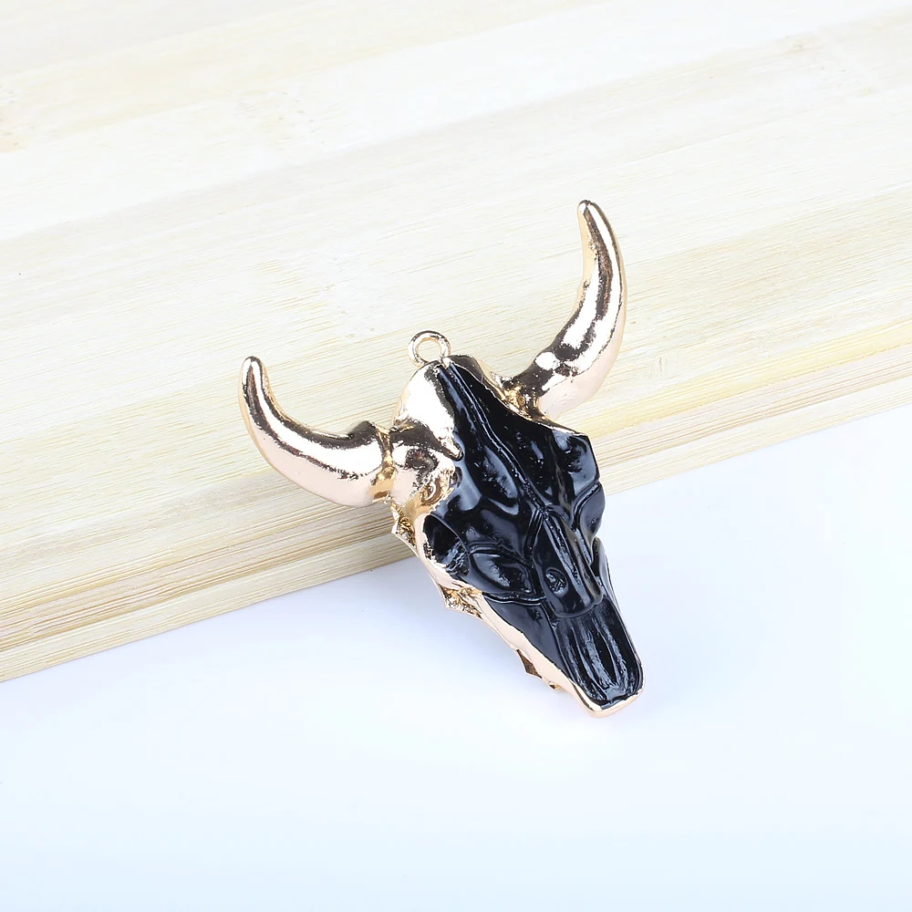 

5pc/bag Natural Stone Metal Edge Black Stone White Pine Pendant Jewelry Making Handmade DIY Necklace Earring Accessories