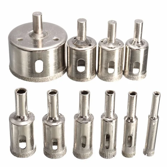 

10pcs Diamond Coated Hss Drill Bit Set Tile Marble Glass Ceramic Hole Saw Drilling Bits For Power Tools 6mm-30mm