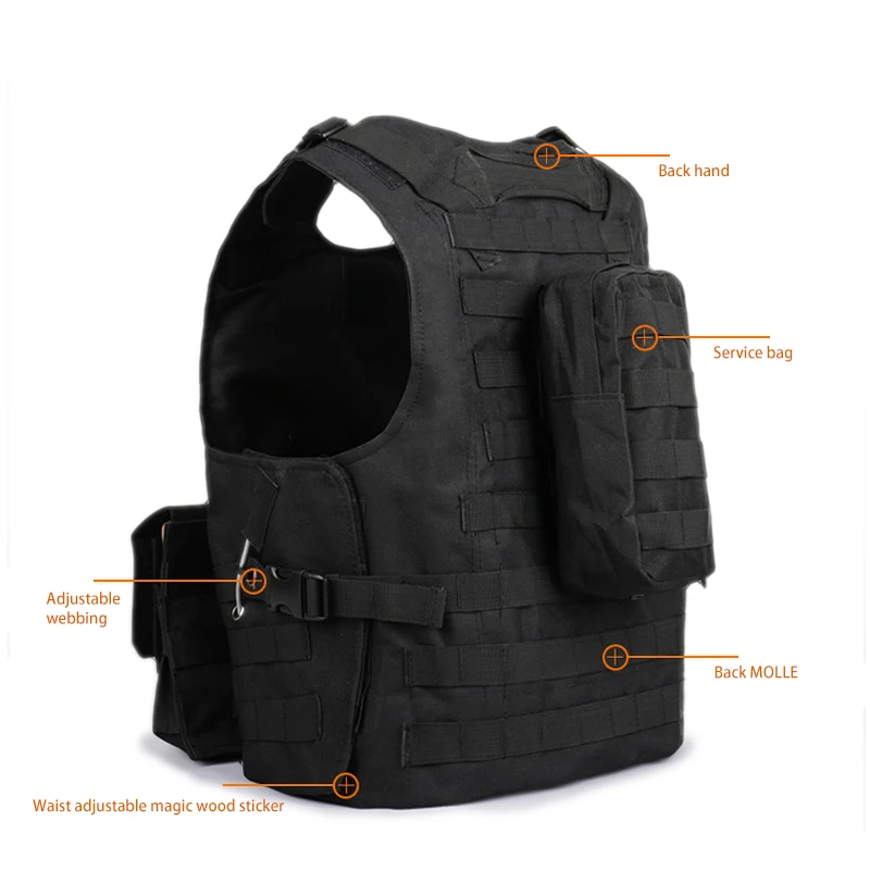Black Adult Outdoor Multi-function Tactical Vest Molle Armor Hunting Jungle Equipment | Vests