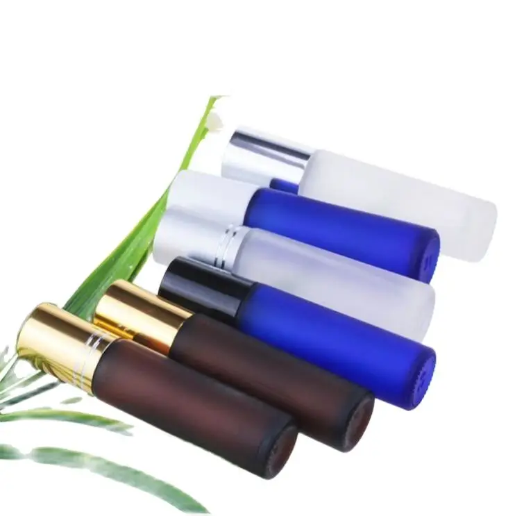 10ml frosted glass bottle steel/glass roll ball silver/gold/black/white lid eye cream/perfume/essentialoil deodorant skin care | Красота и