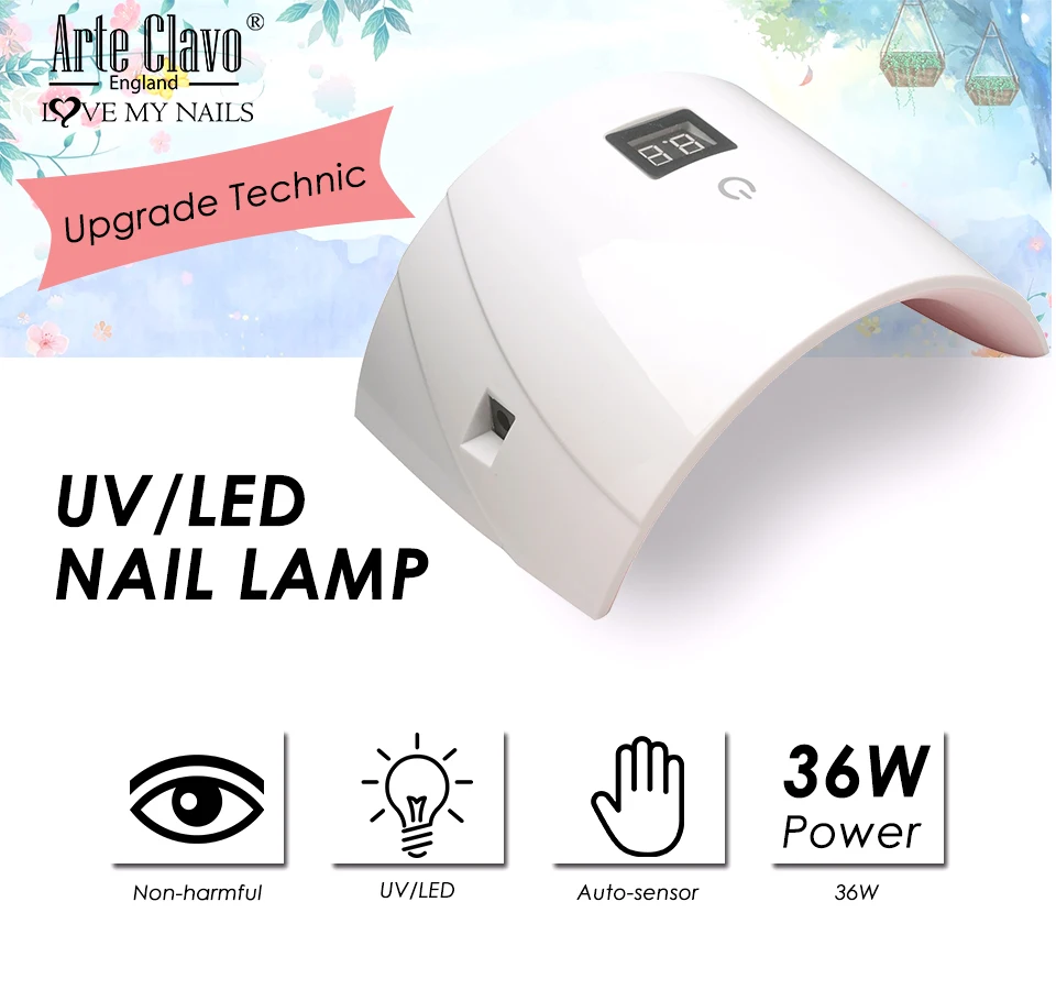 Лампа для ногтей Arte Clavo 36 Вт лампа сушки гель лака домашнего использования