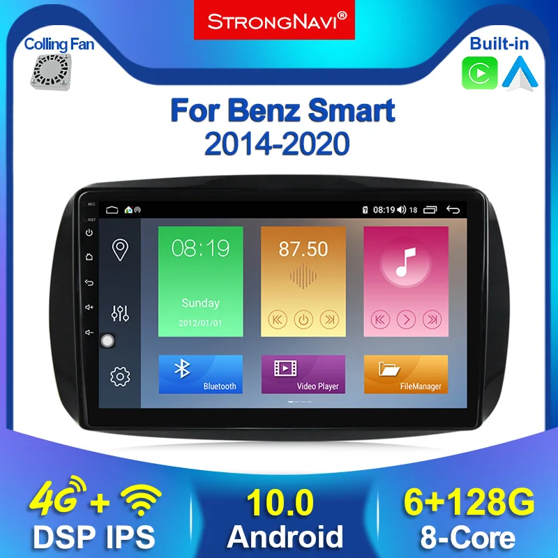 

2 Din Android 10 4G Lte Car Multimedia Player For Mercedes/Benz Smart Fortwo 2016 2017 2018 Radio GPS Navigation Audio BT WIFI