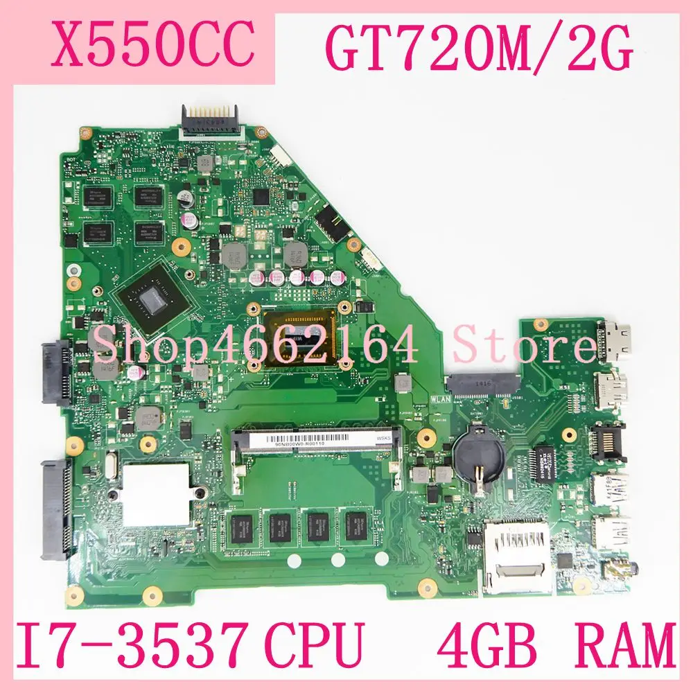 Cpu 4gb Ram Gt720m 2g Notebook Placa-mãe para Asus Y581c X550c X552c X550c R510cc X550cc Portátil Mainboard Testado X550cc I73537