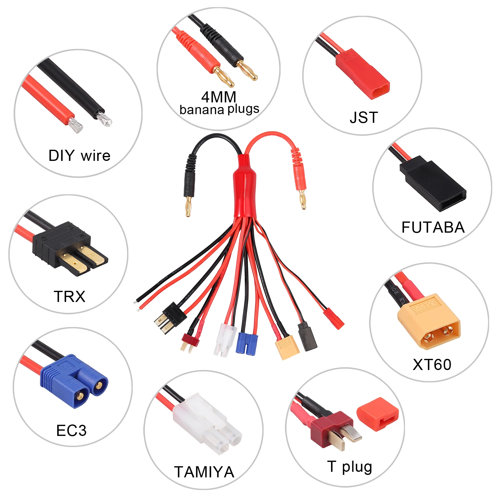 Neoteck для RC Lipo батарея зарядное устройство адаптер разъем сплиттер кабель 8 в 1