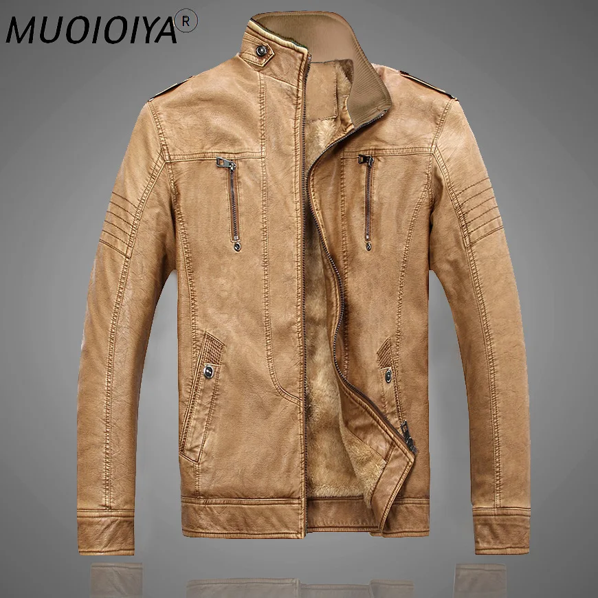 

Куртка мужская из искусственной кожи, ПУ кожа, повседневная утепленная бархатная куртка с карманами, в стиле пэчворк, пальто в стиле мотоцик...