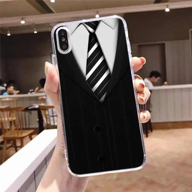 

homme chemise cravate Phone Case Transparent soft For iphone 5 5s 5c se 6 6s 7 8 11 12 plus mini x xs xr pro max