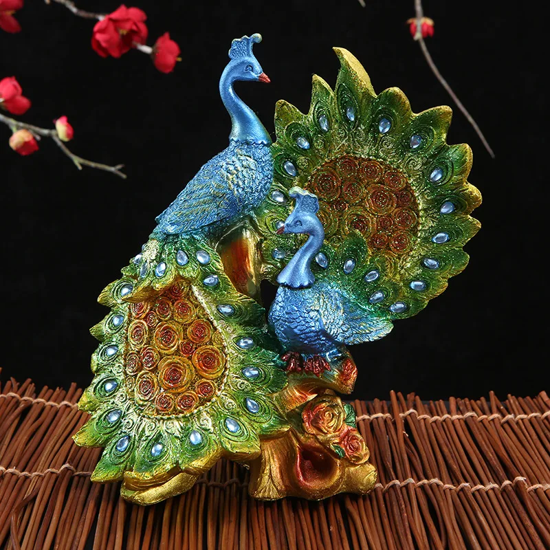 

Peacock Open Screen Decoration Statue Living Room Ornaments Home Entrance Wine Cabinet Office Decors Resin Crafts
