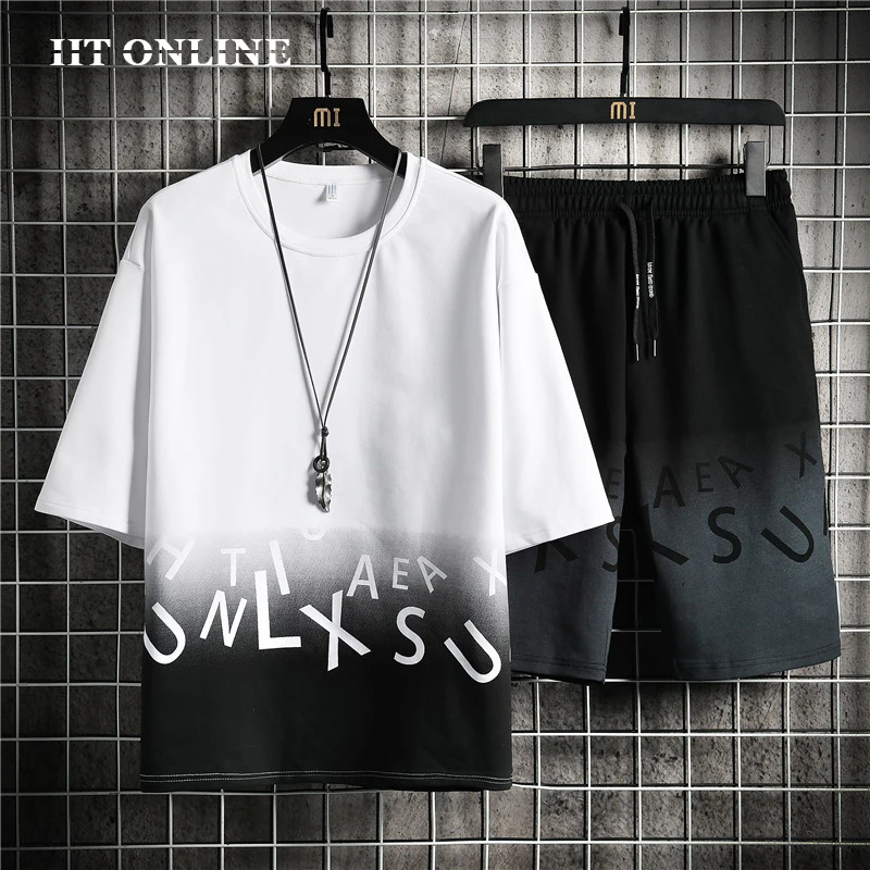 Комплект спортивный мужской из 2 предметов рубашка с коротким рукавом и шорты