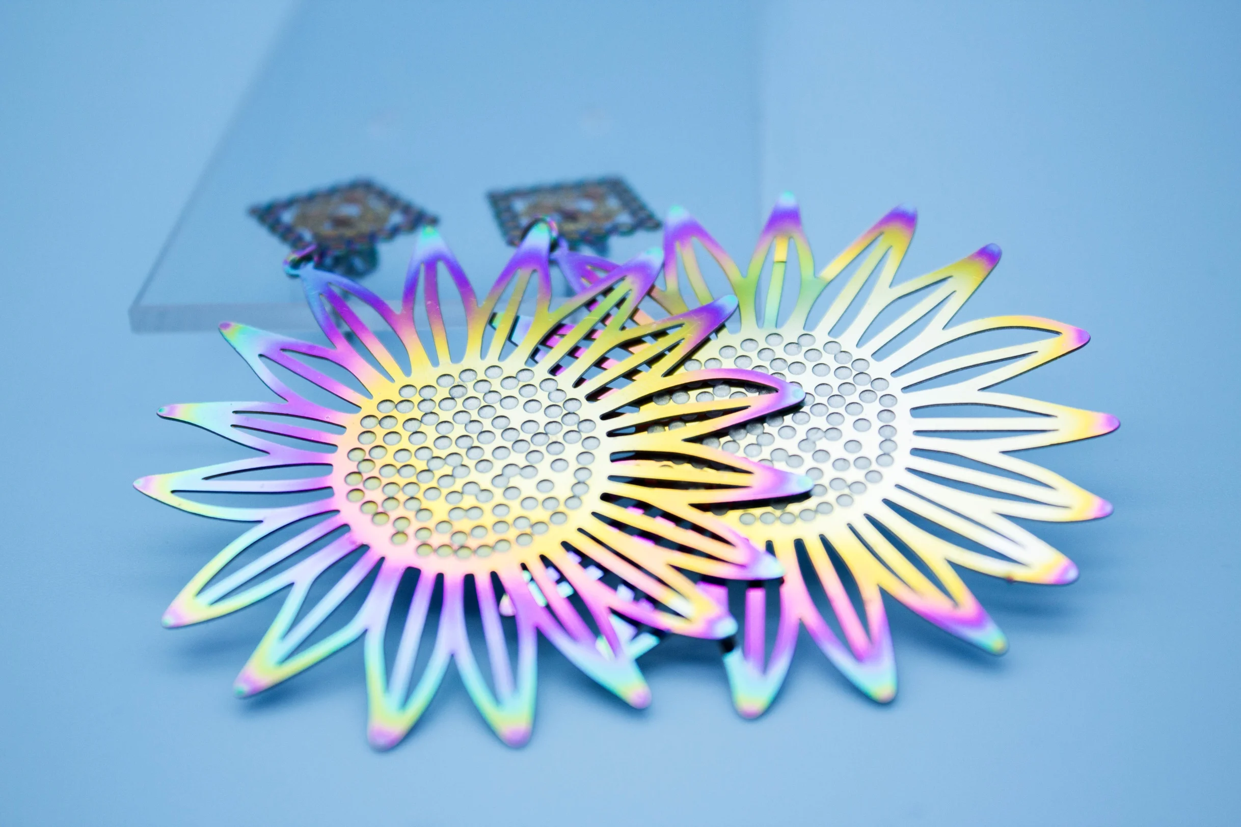 Градиентные Разноцветные серьги с большим цветком для женщин хризантемами