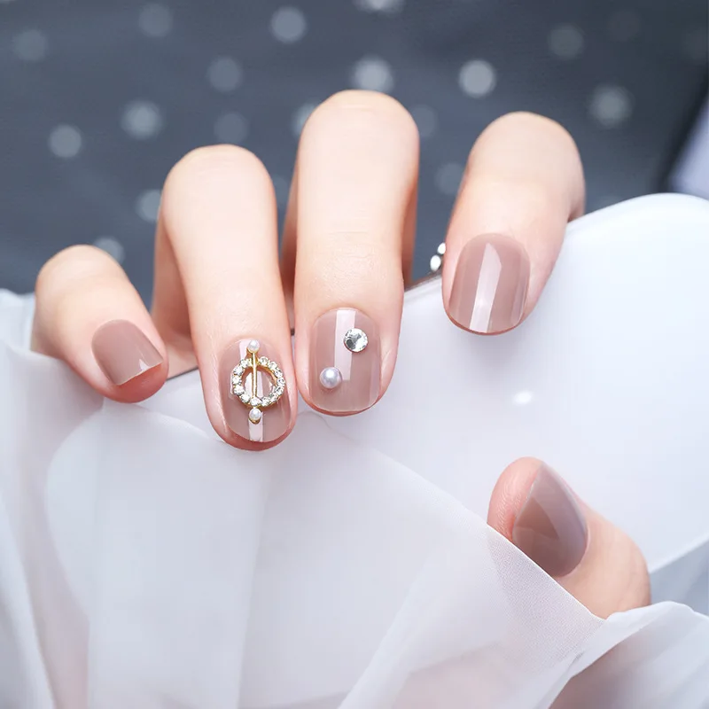 

24 PCS/ box Salon Acrylic French Nails Short Length Ombre Round French Tips Glitter Pattern White Thin False Nail