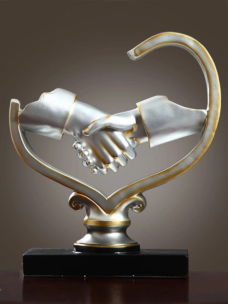 

American modern handshake home decoration accessories wine cabinet living room office ornaments business crafts