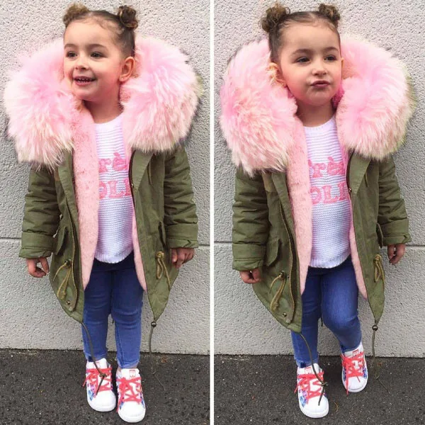 Детская Плотная хлопковая куртка с капюшоном Теплая одежда Модные зимние пальто