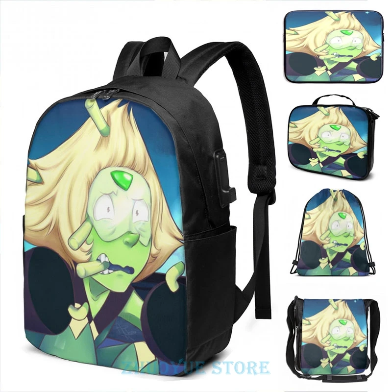 Рюкзак Steven Universe and the Crystal Gems Peridot с USB зарядкой для мужчин и женщин школьные ранцы