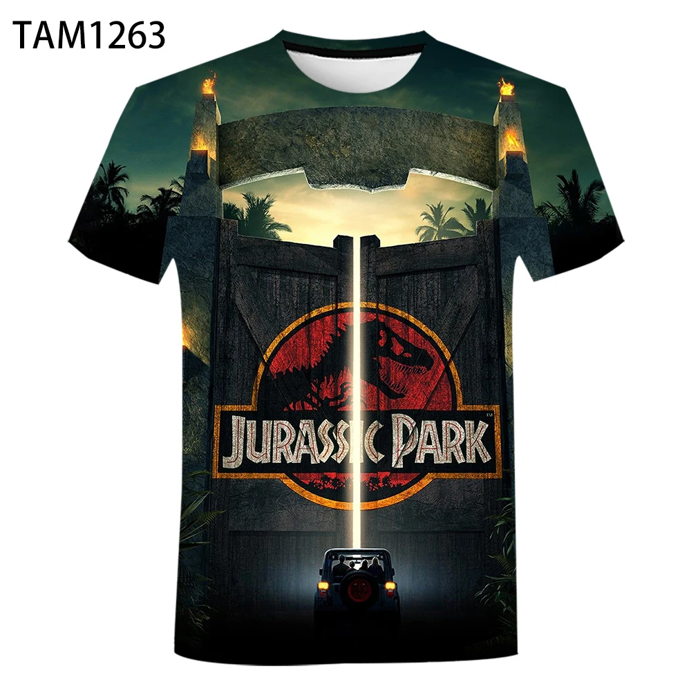 Фото Футболка мужская и женская с 3D-принтом Jurassic Park универсальная хлопковая футболка