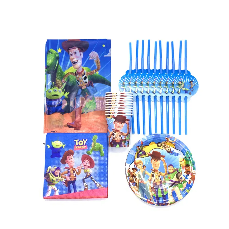 

Disney New Buzz Light year Theme Toy Story Party Supplies Decor Disposable Tableware Cups Plates Tablecloth Plastic Straws
