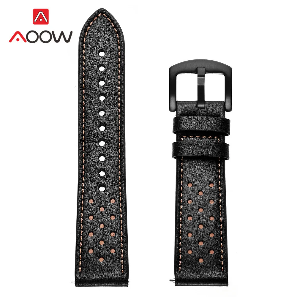 20 мм ремешок из натуральной кожи для samsung Galaxy Watch Active 42 мм gear S2 huawei Garmin Amazfit BIP быстросъемный браслет