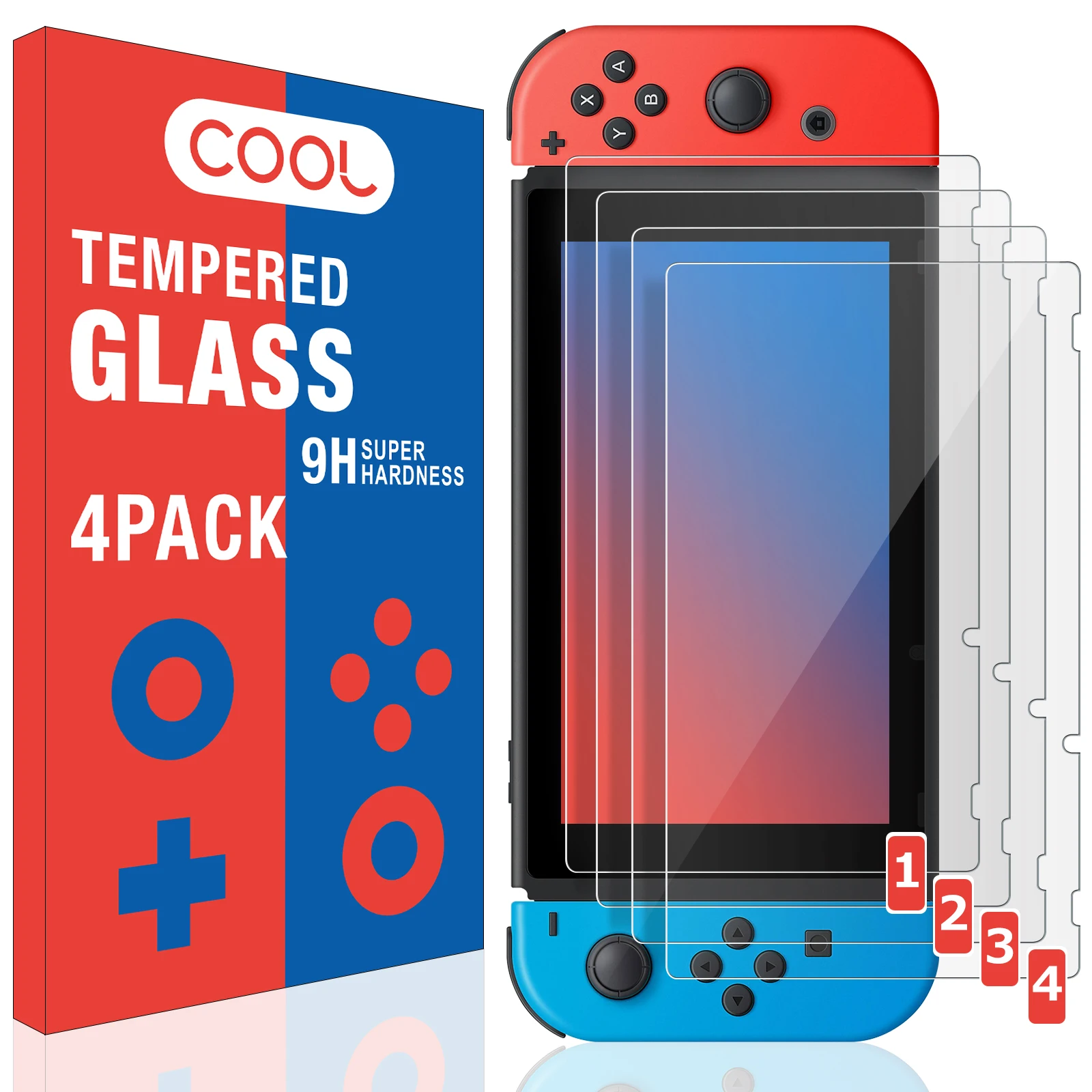 4Pcs Tempered Glass Screen Protector Flim For Nintendo Switch NS 9H HD Anti-scratch Protective Film For Switch Accessories
