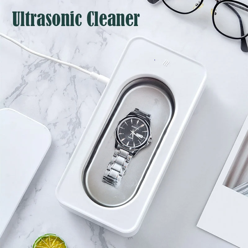 

Household Portable White USB Ultrasonic Cleaner Automatic Washer Glasses Lenses Decontamination Tool Jewelry Cleaning Machine