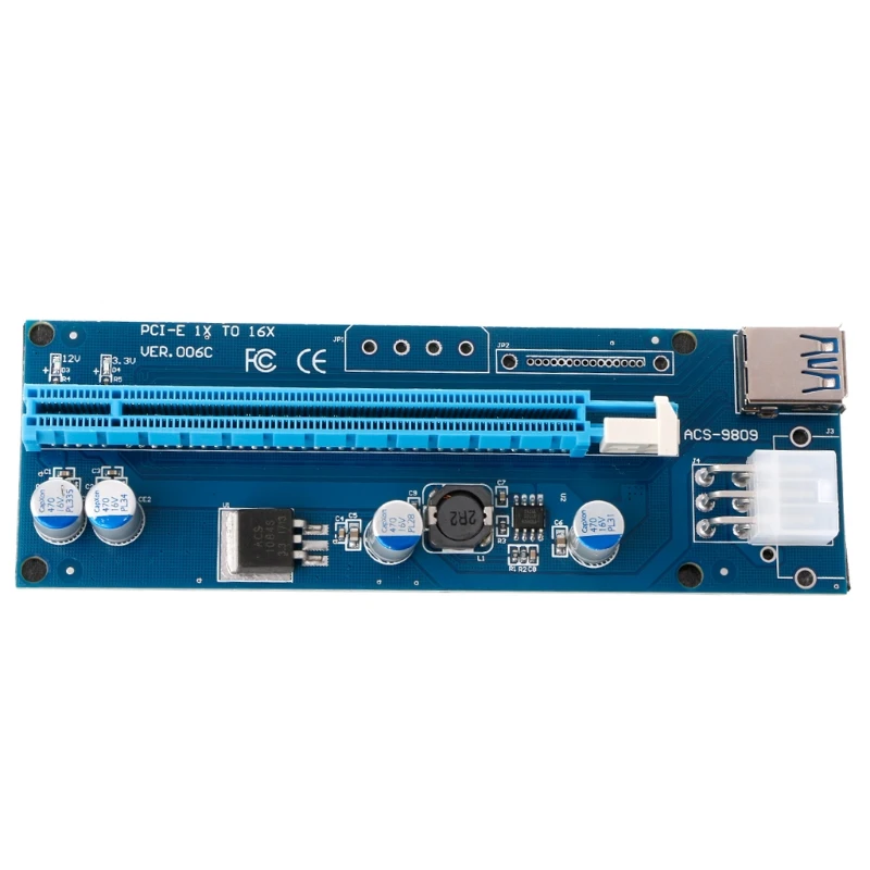 

100% Brand New and High Quality PCI-E 1X To 16X Riser Card With SATA 6Pin Power Supply 60cm USB3.0 Adapter Cable