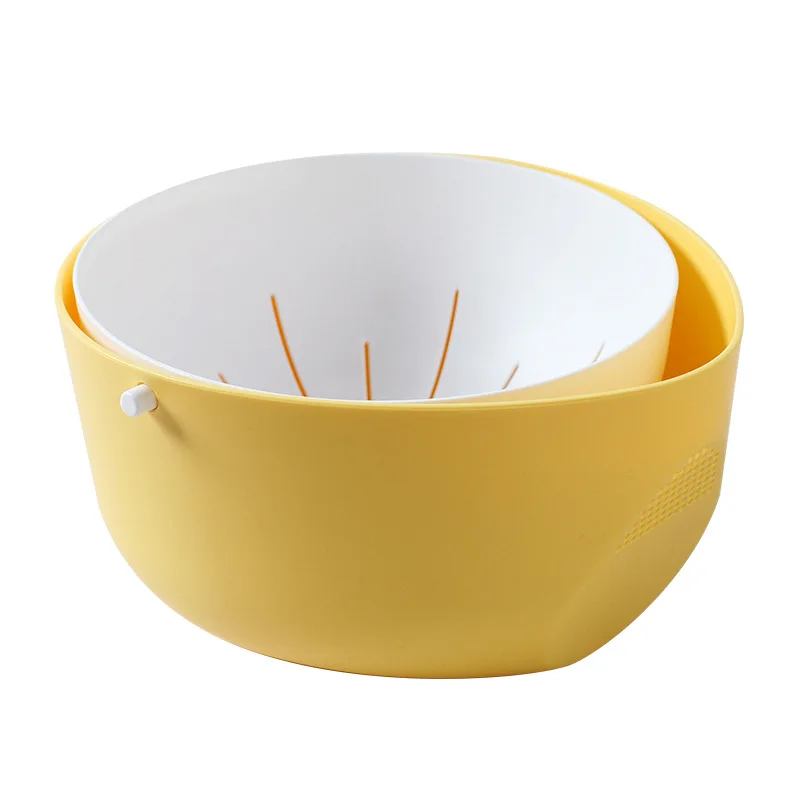 

Kitchen Items Double-layer Drain Basket Fruit and Vegetable Fast Cleaning Drain Bowl Multifunction Rotating Crisper Storage Box