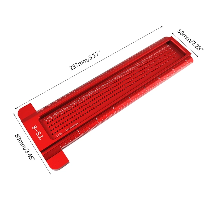

8inch Aluminum Scale Ruler T-type Hole Ruler Woodworking Scribing Mark Line Gauge Carpenter Measuring Tool