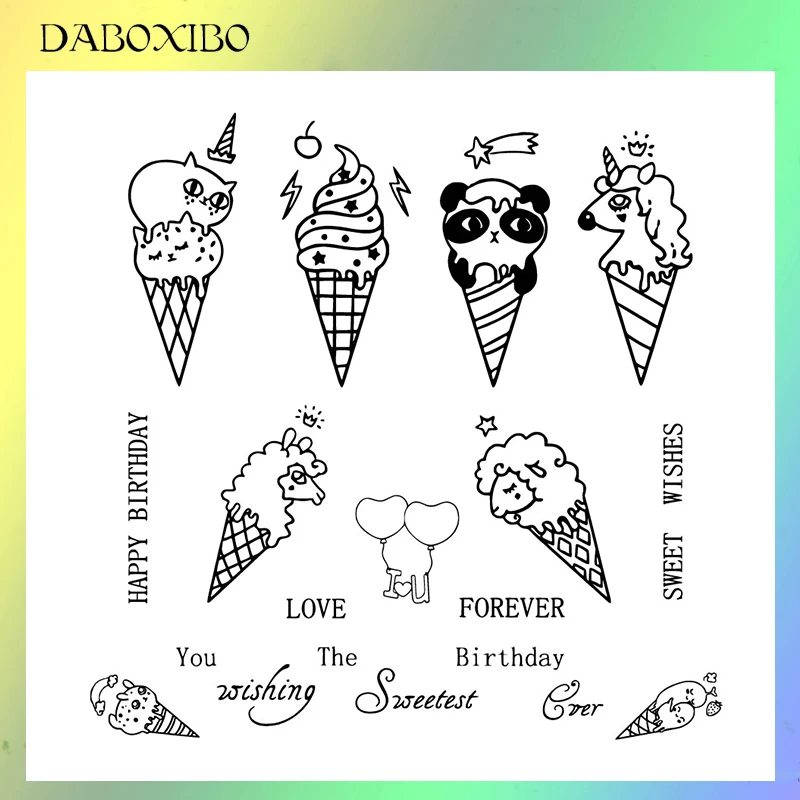 DABOXIBO животные мороженое прозрачные штампы для DIY Скрапбукинг/изготовление
