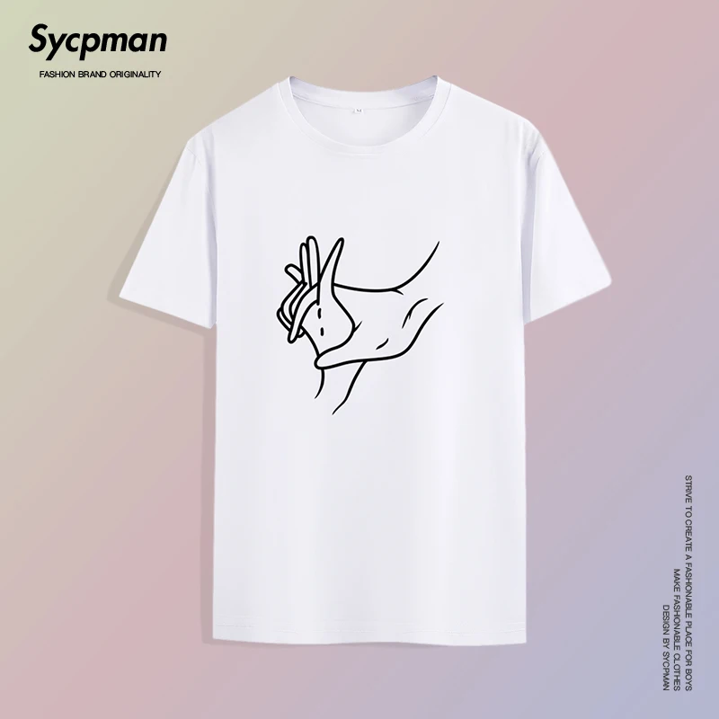 Летняя тонкая футболка для мужчин и женщин с принтом Держи руку повседневные