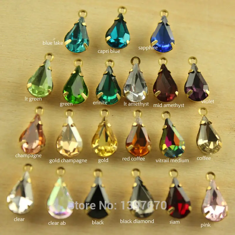 20 шт. 6x10mm стеклянный кристалл в форме слезы Винтаж Сияющие Стразы одного Daggle