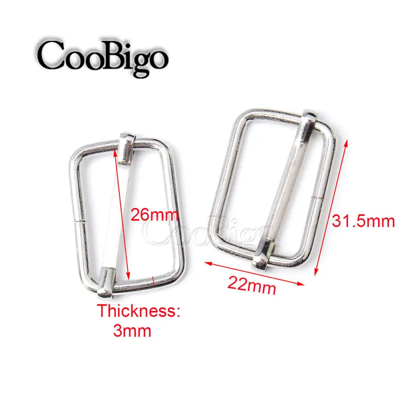 26mm Silver 10 шт. металлические слайды проволочный роликовый штифт Tri-Glides пряжки регулятор ремень слайдер пряжки для рюкзака Домашние животные ошейник аксессуары - Цвет: 26mm Silver