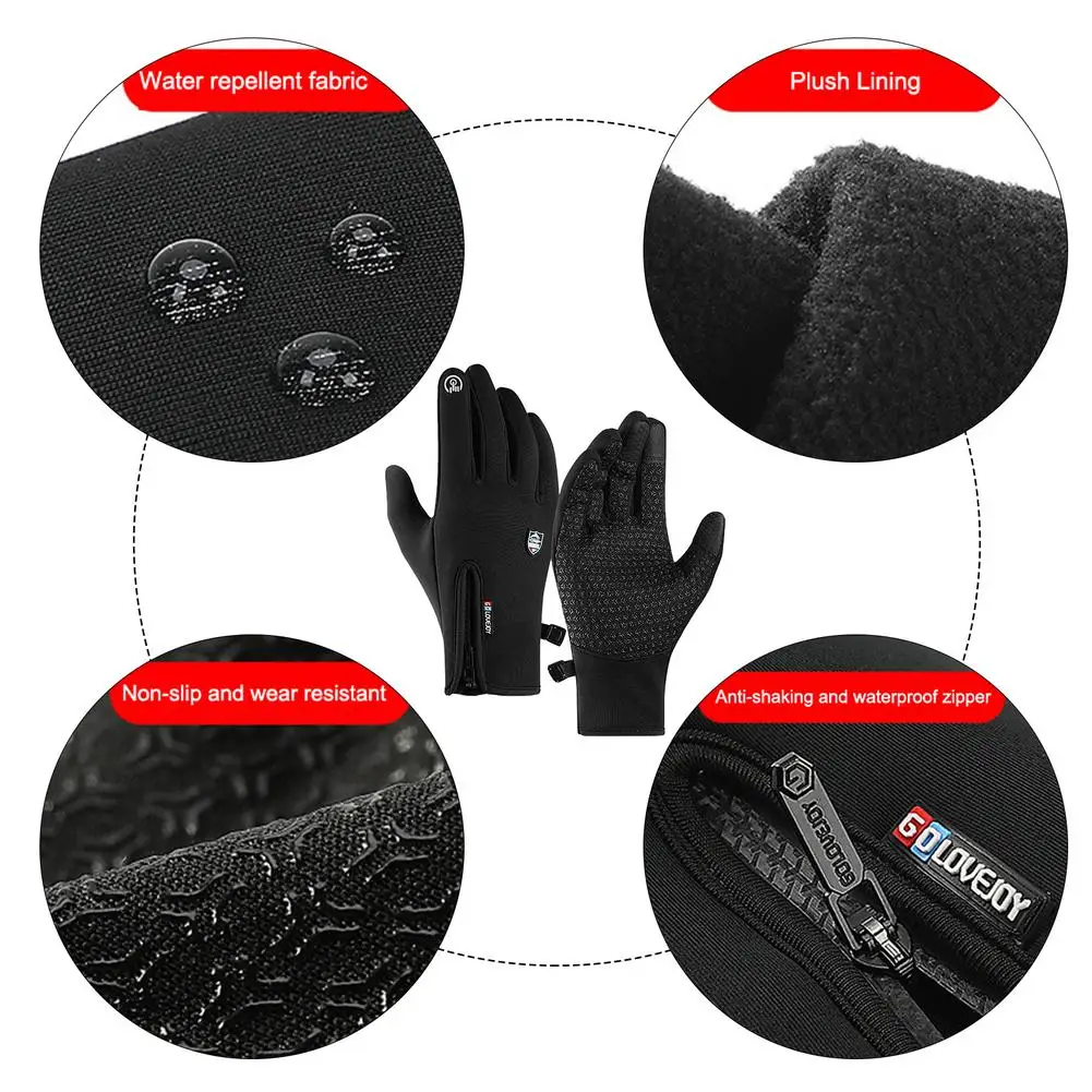 

Winter Outdoor Skiing Cycling Gloves Touchscreen Full Finger Gloves Waterproof Fleece Warm Anti-Skid Ciclismo Bicycle Gloves