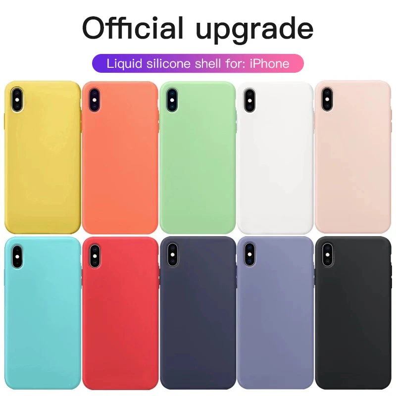 Original Silicone Case For iPhone 7 8 6 Solid Soft TPU Back Cover Plus Xs X XS Max Xr Plain Matte Capas 2019 |