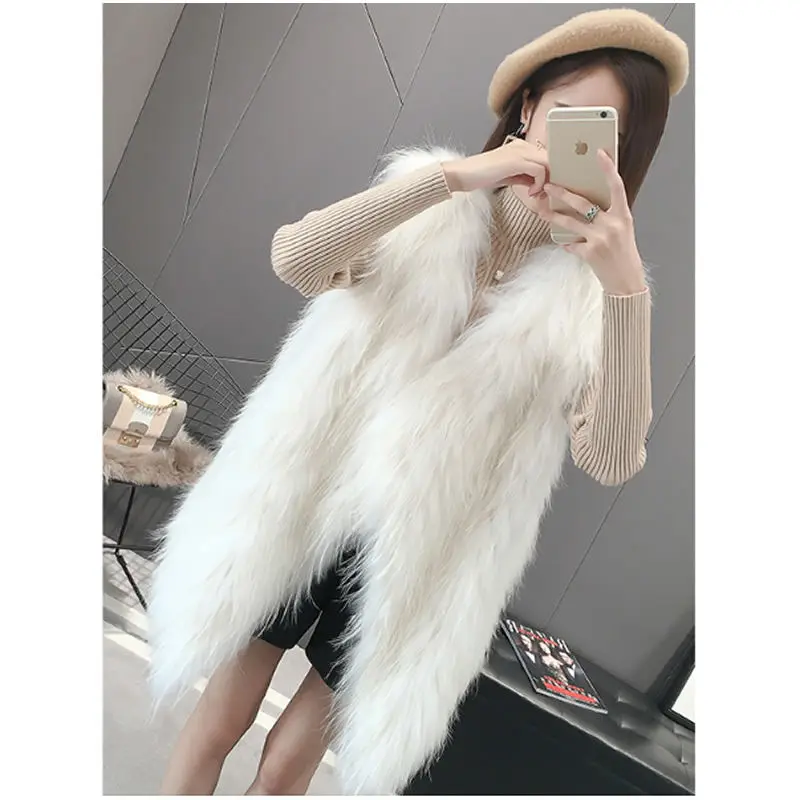 

Fur waistcoat women's winter autumn new Korean edition raccoon hair braid long fashion royal elder sister wind waistcoat