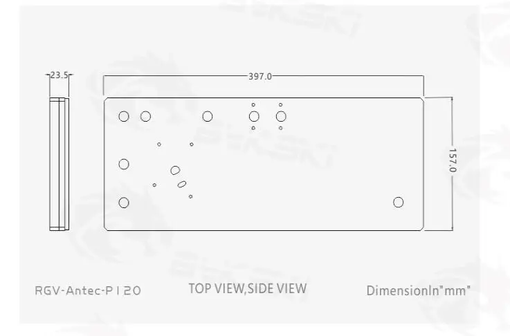 

BYKSKI Acrylic Waterway plate fit Antec P120 computer Case ,5v 3pin,12V 4pin light header support combo DDC pump /RGV-Antec-P120