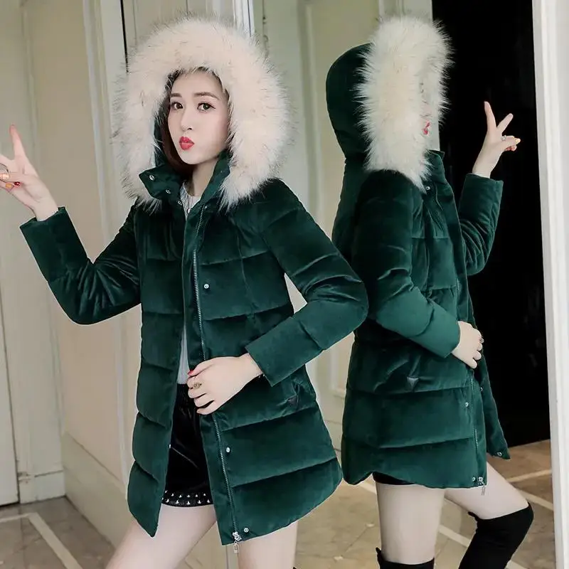 Женская зимняя куртка с золотым бархатным подкладом новинка 2021 пальто для матери