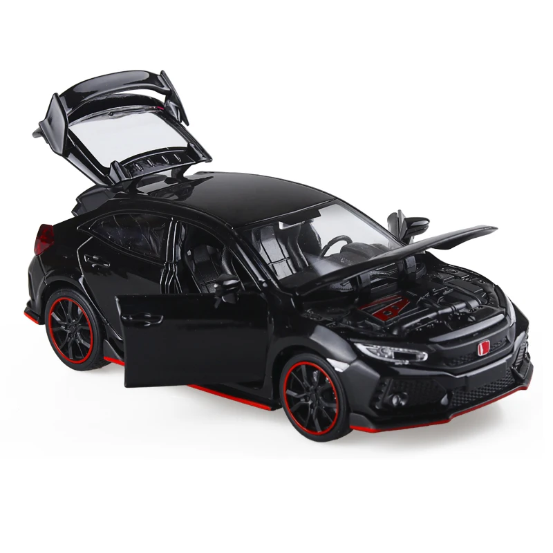 

RMZ 1:32 CIVIC TYPE-R Car Model Diecasts & Toy Vehicles Simulation Car Toys With Pull Back Sound Light For Decoration Collection