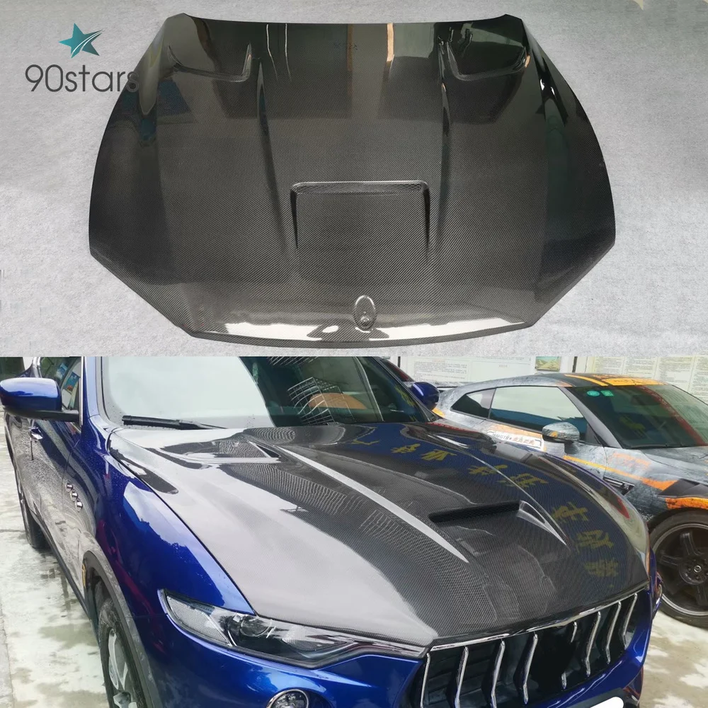 

Передняя крышка капота двигателя из настоящего углеродного волокна, крышка капота MS Style для Maserati Levante 2016-2019, автомобильные аксессуары