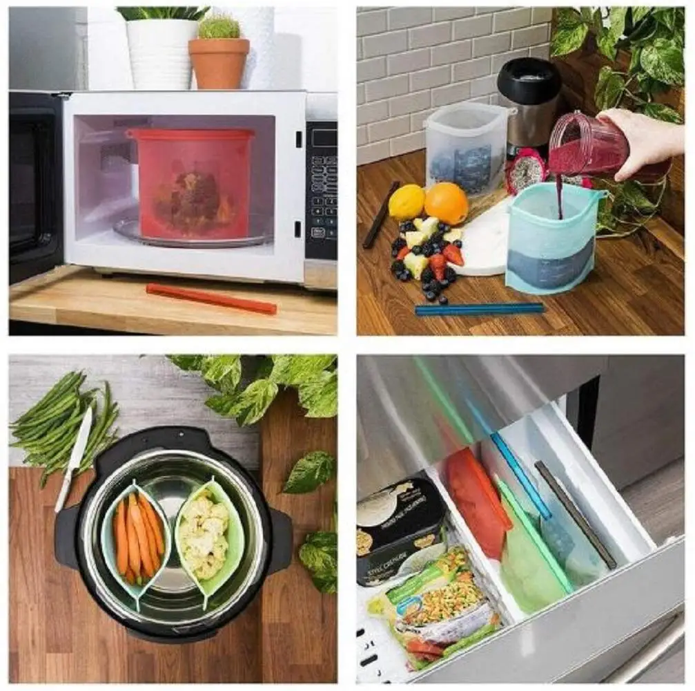 Многоразовый силиконовый Пакет для хранения овощей Герметичный пищевой