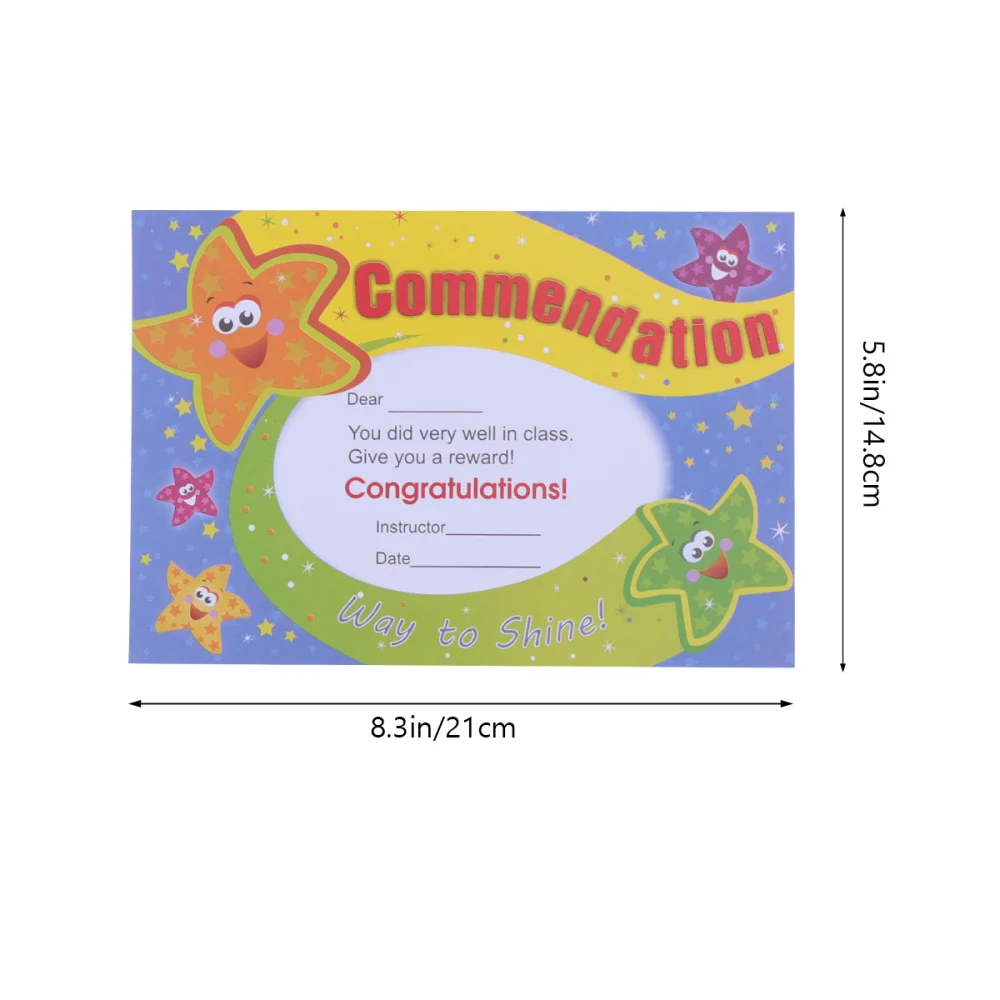 

100Pcs A5 Certificate of Commendation Cartoon Letter of Commendation for Kids
