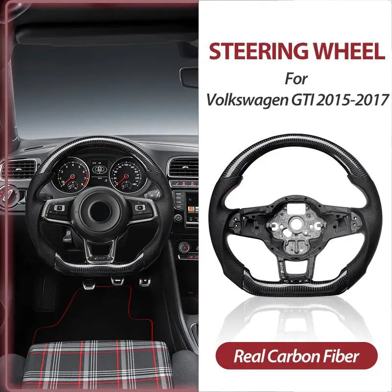 online Volante De Fibra De Carbono Para Mk7.5 Gti R Para Volkswagen Golf Mk7 Rodeado Por Conjunto Volante De Couro Perfurado