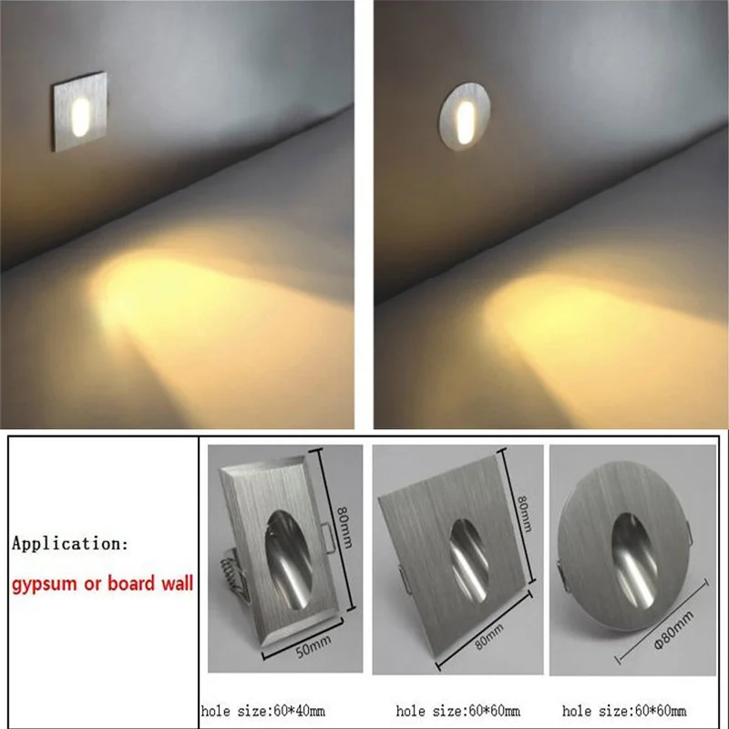 Встраиваемый 1X3W светодиодная рампа прямоугольник круглые квадратные настенные