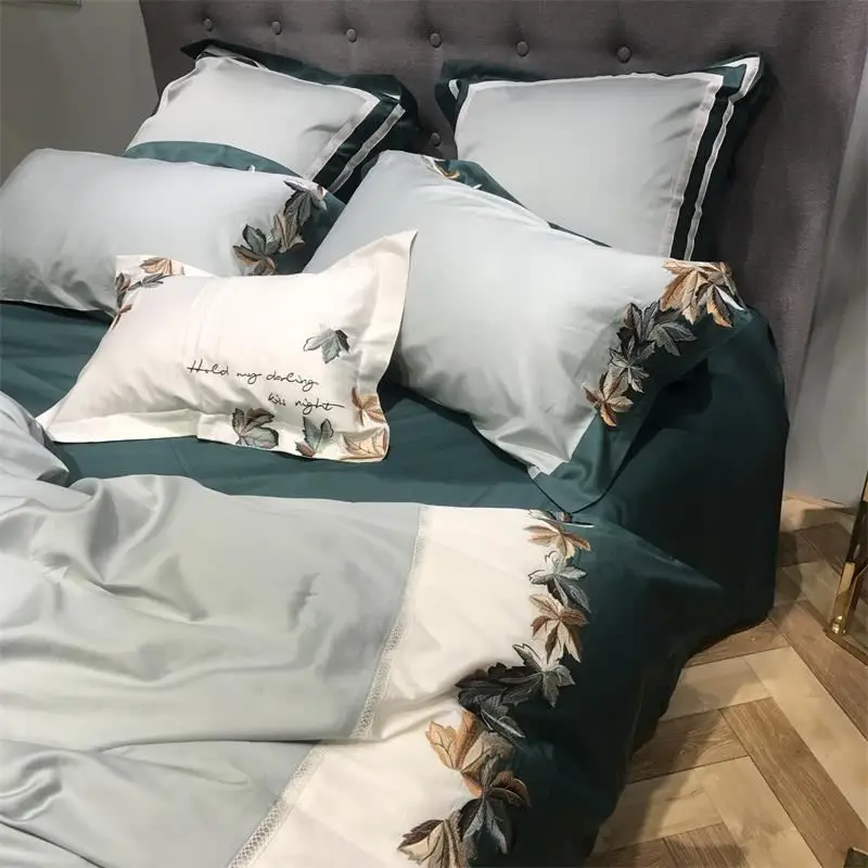 

Oriental Embroidery Luxury Egyptian Cotton Bedding Set Queen King size Bed set Bedsheets set bedlinen Duvet quilt cover set