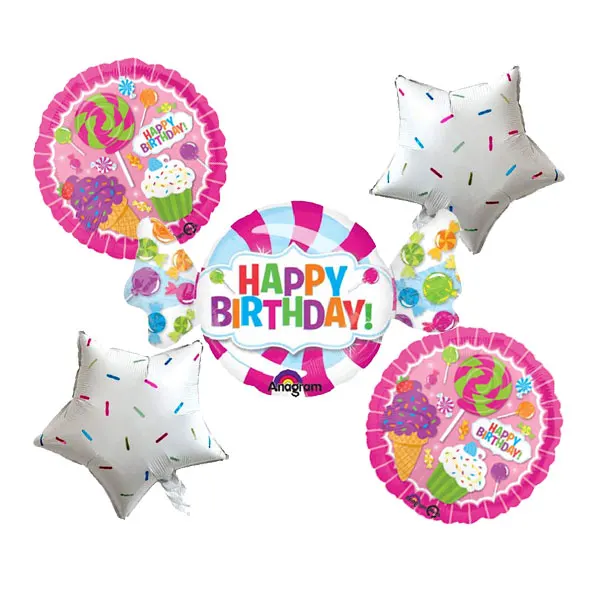 

Sweet Happy Birthday Balloon Bouquet Party Decoration Candy Pentagram Colorful