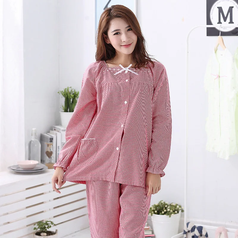 

Japanese Female 100%Cotton Spring and Autumn Leisure loose Home clothes qiaokuge Pajamas set long sleeve wholesale Lovely