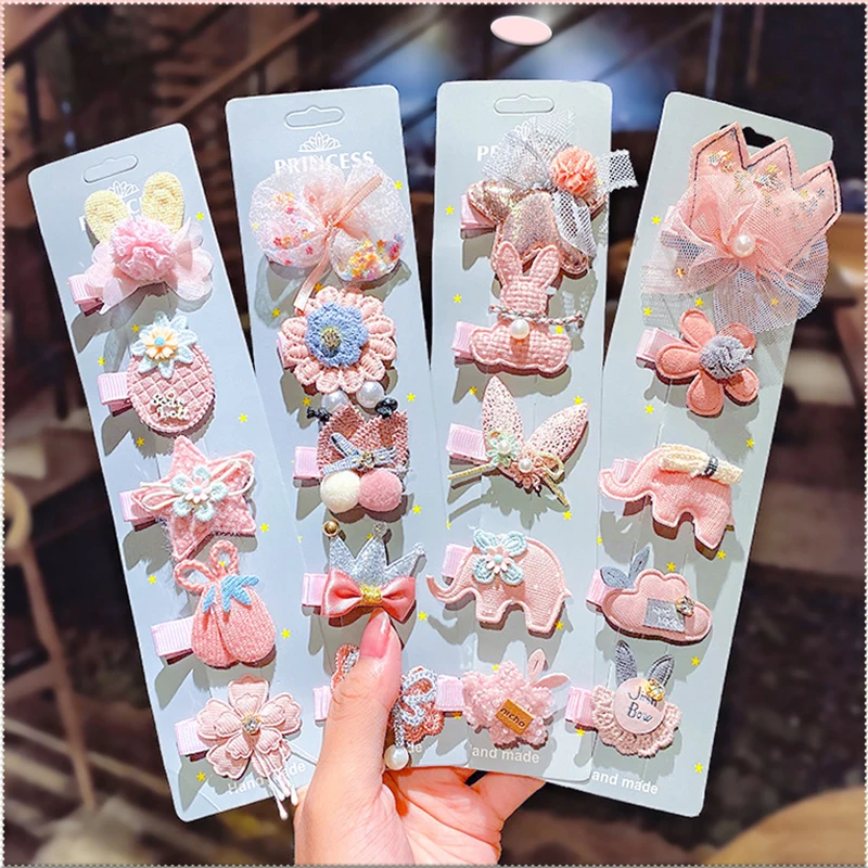 5PCS/Set New Girls Sweet Cute Cartoon Hairpins Children Hair Ornament Clips Barrettes Headwear Kids Fashion Accessories |