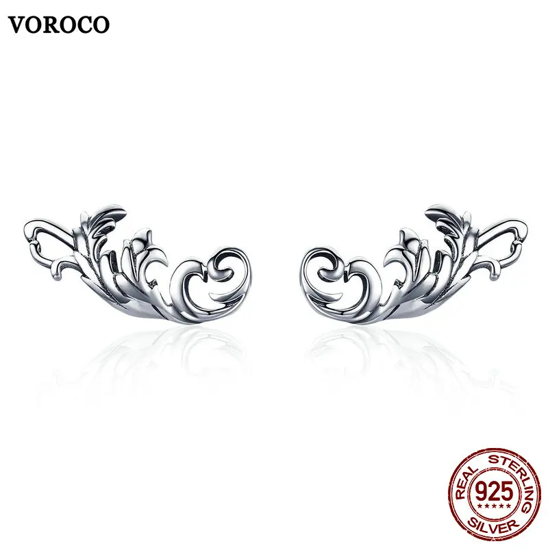 VOROCO 100% Настоящее серебро 925 пробы Серьги гвоздики Геометрический стиль маленькие