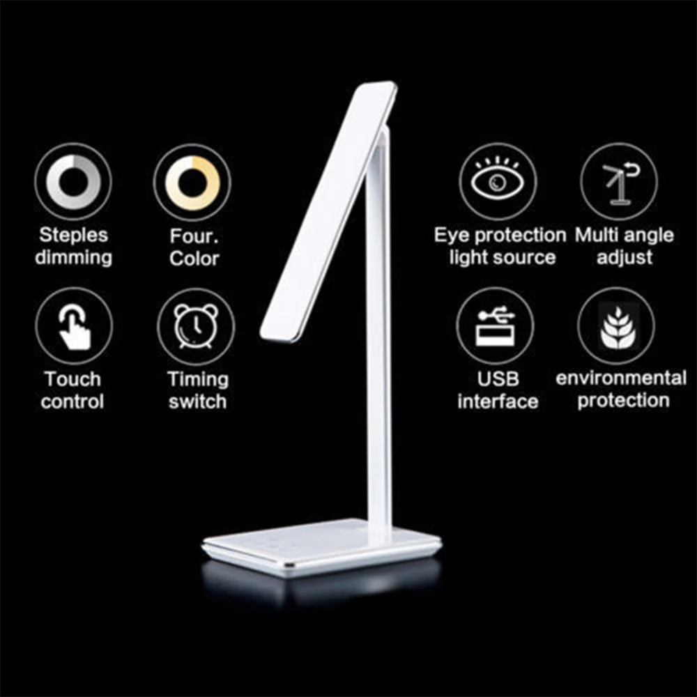 Светодиодный настольный светильник 2 в 1 QI Беспроводная зарядка креативный