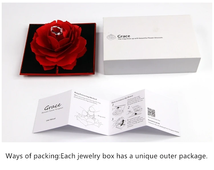 3D выдвижная винтажная Модная элегантная коробка для колец обручальное кольцо